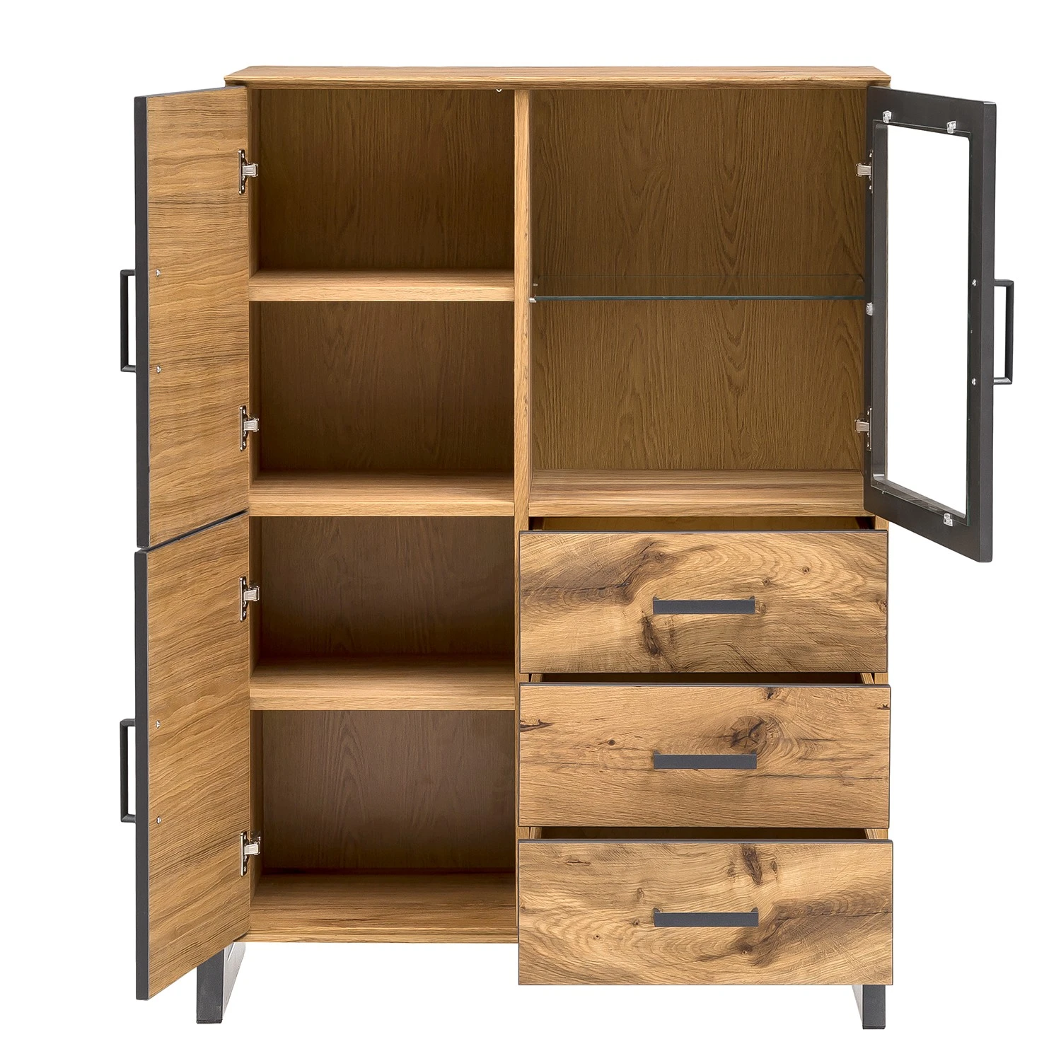 Naturoo Highboard Ironwood II - Echtholzfurnier / Metall - Alteiche / Grau 2 Naturoo Highboard Ironwood II - Echtholzfurnier / Metall - Alteiche / Grau – Bild 2