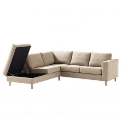 Studio Copenhagen Ecksofa COSO Classic mit Ottomane - Webstoff Milan: Beige - Breite: 238 cm - Ottomane davorstehend links - Bettkasten - Esche -Wohnzimmermöbel boutique en ligne 1000213552 200901 11294300446 DETAILS P000000001000213552