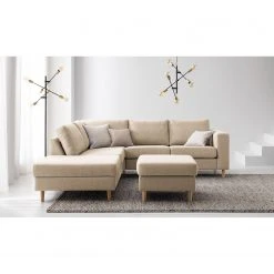 Studio Copenhagen Ecksofa COSO Classic mit Ottomane - Webstoff Milan: Beige - Breite: 238 cm - Ottomane davorstehend links - Bettkasten - Esche -Wohnzimmermöbel boutique en ligne 1000213552 201103 12350700199 MOOD DETAILS P000000001000213552 mood