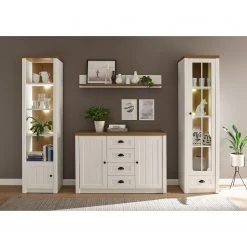 Norrwood Wohnwand Proville IV (4-teilig) - Eiche Weiß Dekor / Eiche Dekor