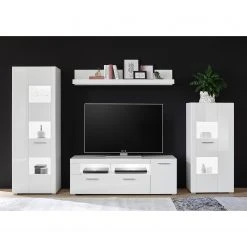 Loftscape Wohnwand Cely I (4-teilig) - Hochglanz Weiß / Matt Weiß