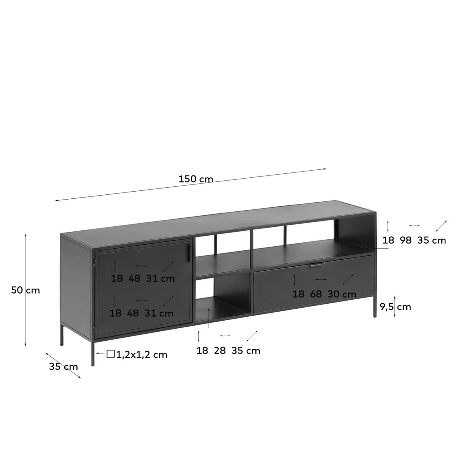 Red Living TV-Lowboard Exford - Metall - Schwarz 8 Red Living TV-Lowboard Exford - Metall - Schwarz – Bild 8