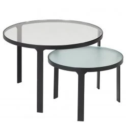 Norrwood Beistelltisch Gilman (2er Set) - Glas / Metall - Schwarz