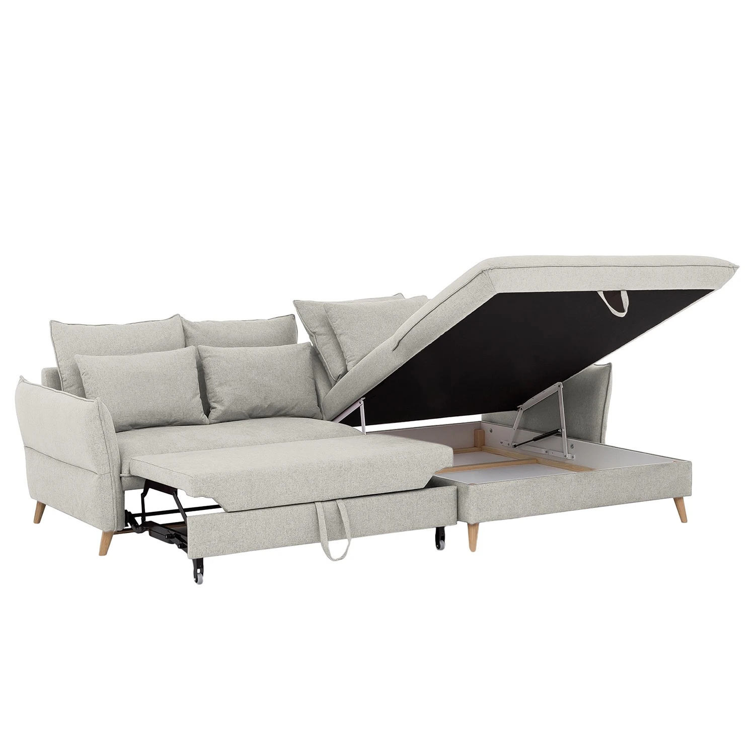 Fredriks Ecksofa Sketty - Microfaser - Hellgrau - Longchair davorstehend rechts - Schlaffunktion - Bettkasten 4 Fredriks Ecksofa Sketty - Microfaser - Hellgrau - Longchair davorstehend rechts - Schlaffunktion - Bettkasten – Bild 4