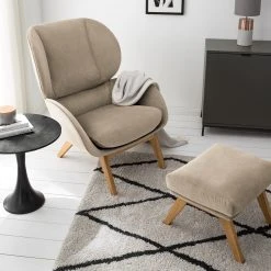 Studio Copenhagen Sessel Marols - Samt Shyla: Beige - Eiche Hell -Wohnzimmermöbel boutique en ligne 1000217181 210122 15291100032 MOOD DETAILS P000000001000217181 mood