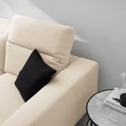 Studio Copenhagen Ecksofa Berrie I - Webstoff Saia: Beige - Breite: 266 cm - Longchair davorstehend links -Wohnzimmermöbel boutique en ligne 1000217457 210222 09072000220 DETAILS P000000001000217457