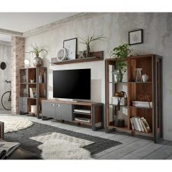 Ars manufacti Wohnwand Marton I (4-teilig) - Eiche Stirling Dekor / Anthrazit