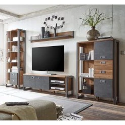 Ars manufacti Wohnwand Marton IV (4-teilig) - Eiche Stirling Dekor / Anthrazit