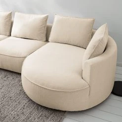 Studio Copenhagen Ecksofa Buckley I - Webstoff Saia: Beige - Longchair davorstehend rechts -Wohnzimmermöbel boutique en ligne 1000217922 210215 12150700322 DETAILS P000000001000217922