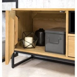 Studio Copenhagen TV-Lowboard Flox I - Echtholzfurnier / Metall - Eiche / Schwarz -Wohnzimmermöbel boutique en ligne 1000218126 211026 111417000034 DETAILS P000000001000218126