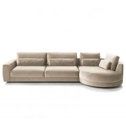 Studio Copenhagen Ecksofa Willows II - Samt Shyla: Beige - Ottomane davorstehend rechts -Wohnzimmermöbel boutique en ligne 1000218190 201124 10494400549 DETAILS P000000001000218190