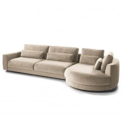 Studio Copenhagen Ecksofa Willows II - Samt Shyla: Beige - Ottomane davorstehend rechts -Wohnzimmermöbel boutique en ligne 1000218190 201124 10494500553 DETAILS P000000001000218190