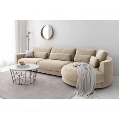 Studio Copenhagen Ecksofa Willows II - Samt Shyla: Beige - Ottomane davorstehend rechts -Wohnzimmermöbel boutique en ligne 1000218190 210119 16175400436 MOOD DETAILS P000000001000218190 mood