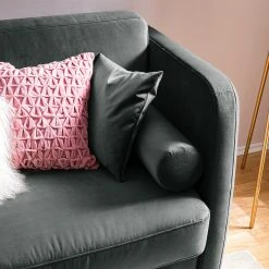 Jack & Alice Schlafsofa Teresina - Samt - Grau - Breite: 192 cm - Ausrichtung rechts -Wohnzimmermöbel boutique en ligne 1000218280 211006 06151900217 DETAILS P000000001000218280