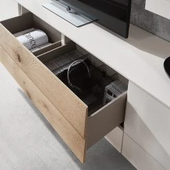 GWINNER Wohnkombination Misano III (2-teilig) - Weiß / Wildeiche - Mit Beleuchtung -Wohnzimmermöbel boutique en ligne 1000218322 200828 11271300079 DETAILS P000000001000218322