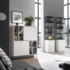 Fredriks Highboard White Hall - Matt Weiß / Schwarz -Wohnzimmermöbel boutique en ligne 1000218378 210929 094929000021 MOOD DETAILS P000000001000218378 mood