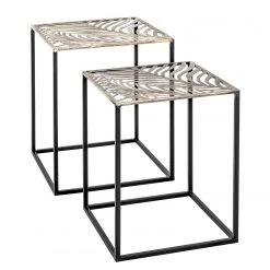 Loftscape Beistelltisch Bountiful II (2er-Set) - Metall - Antikbronze / Schwarz