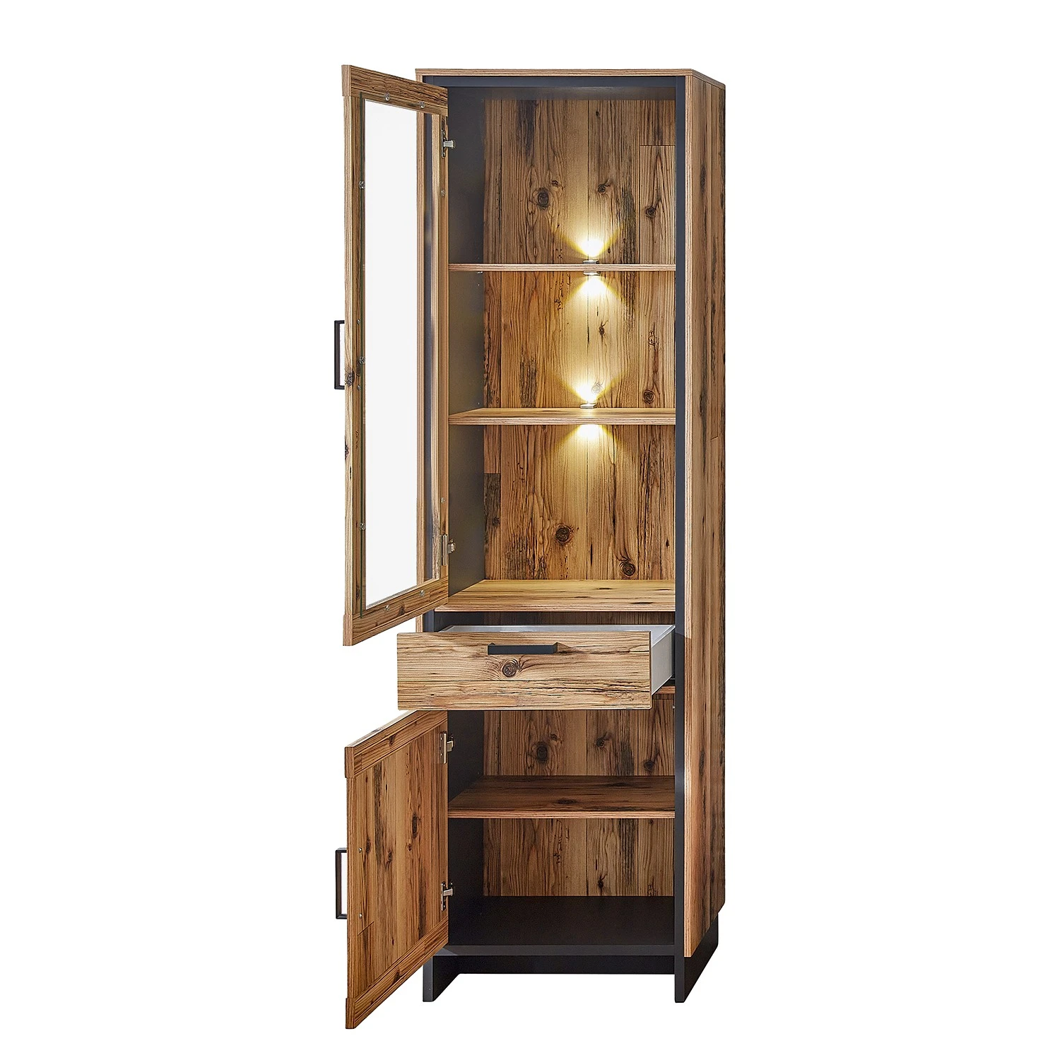 Ridgevalley Wohnwand Priay I (4-teilig) - Inkl. Beleuchtung - Lärche Dekor / Graphit 11 Ridgevalley Wohnwand Priay I (4-teilig) - Inkl. Beleuchtung - Lärche Dekor / Graphit – Bild 11