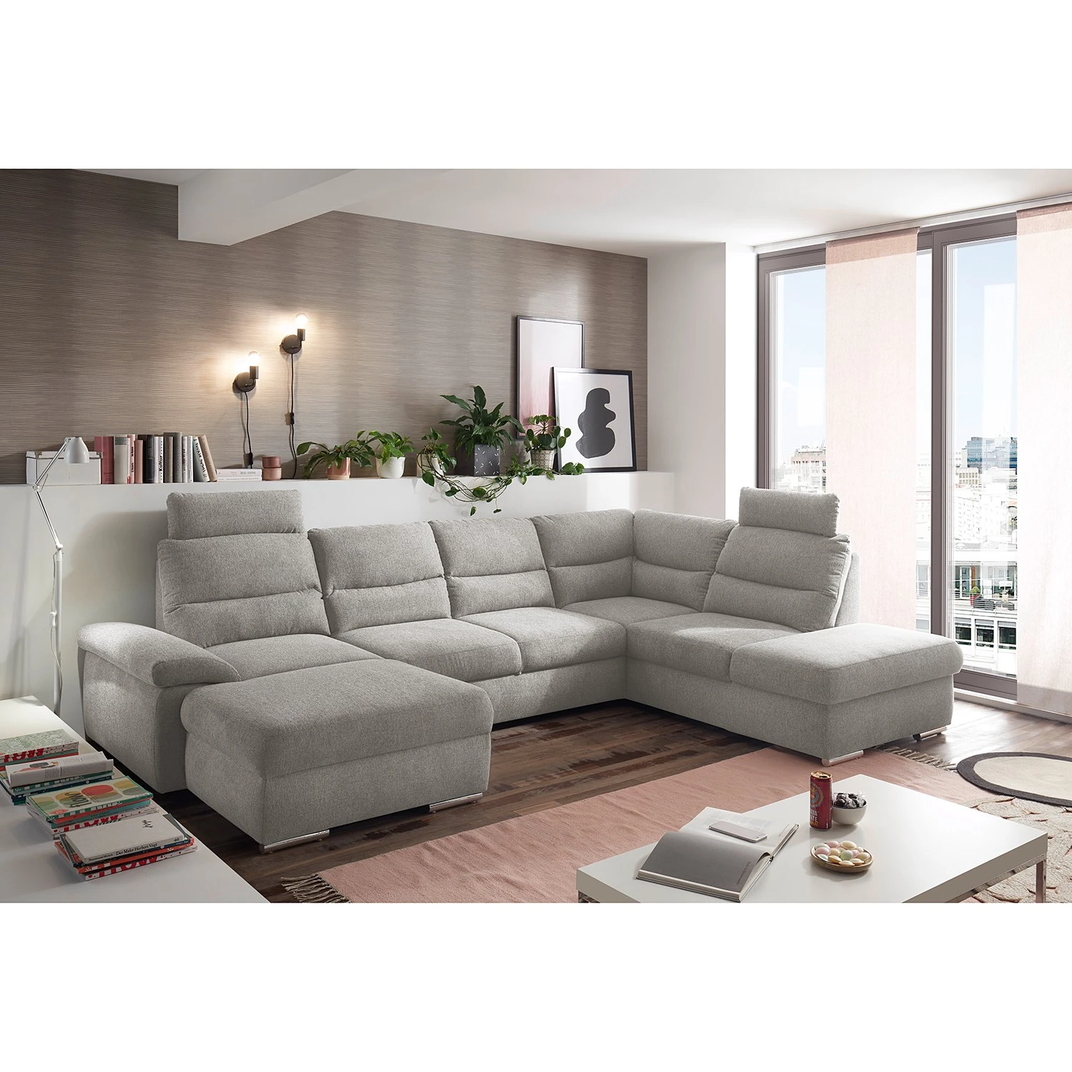 Fredriks Wohnlandschaft Caldwell - Webstoff - Webstoff Roge: Silber - Ottomane davorstehend rechts 2 Fredriks Wohnlandschaft Caldwell - Webstoff - Webstoff Roge: Silber - Ottomane davorstehend rechts – Bild 2