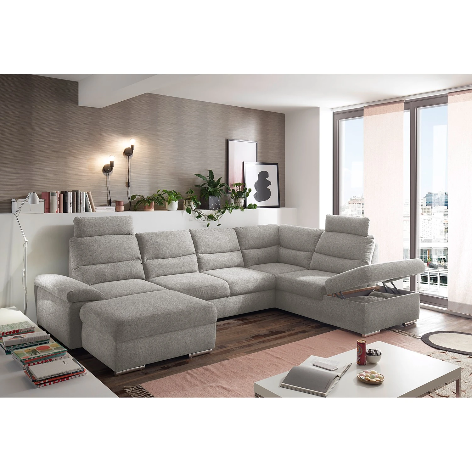 Fredriks Wohnlandschaft Caldwell - Webstoff - Webstoff Roge: Silber - Ottomane davorstehend rechts 4 Fredriks Wohnlandschaft Caldwell - Webstoff - Webstoff Roge: Silber - Ottomane davorstehend rechts – Bild 4