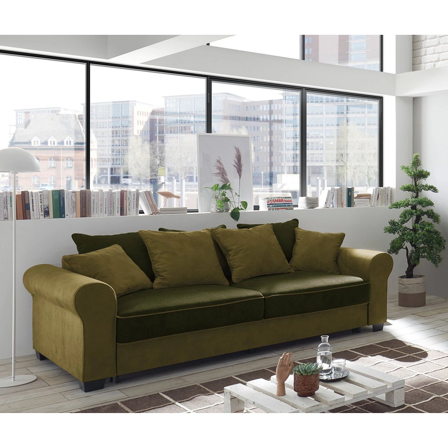 Fredriks Schlafsofa Marcola - Webstoff; Microfaser - Microfaser Salvo: Olivgrün 2 Fredriks Schlafsofa Marcola - Webstoff; Microfaser - Microfaser Salvo: Olivgrün – Bild 2