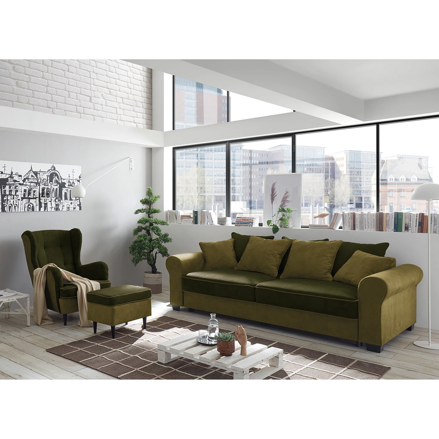 Fredriks Schlafsofa Marcola - Webstoff; Microfaser - Microfaser Salvo: Olivgrün 4 Fredriks Schlafsofa Marcola - Webstoff; Microfaser - Microfaser Salvo: Olivgrün – Bild 4