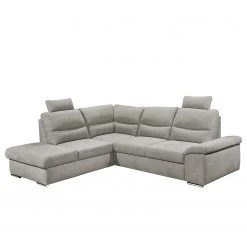 Fredriks Ecksofa Caldwell - Webstoff - Webstoff Roge: Silber - Ottomane davorstehend links