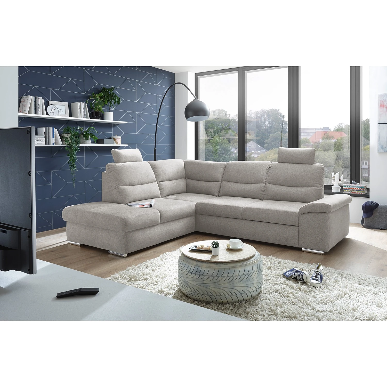 Fredriks Ecksofa Caldwell - Webstoff - Webstoff Roge: Silber - Ottomane davorstehend links 2 Fredriks Ecksofa Caldwell - Webstoff - Webstoff Roge: Silber - Ottomane davorstehend links – Bild 2