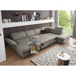 Fredriks Wohnlandschaft Glenmoore - Webstoff - Webstoff Ganum: Steingrau - Longchair davorstehend links / Ottomane rechts -Wohnzimmermöbel boutique en ligne 1000222220 201113 21115100172 MOOD DETAILS P000000001000222220 mood