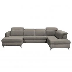 Fredriks Wohnlandschaft Glenmoore - Webstoff - Webstoff Ganum: Steingrau - Longchair davorstehend links / Ottomane rechts -Wohnzimmermöbel boutique en ligne 1000222220 201113 21120200175 DETAILS P000000001000222220