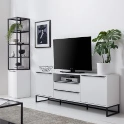 Fredriks Wohnkombination White Hall (2-teilig) - Matt Weiß / Schwarz