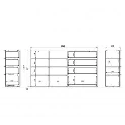 Germania Sideboard Oakland II - Glas - Weiß / Eiche Navarra Dekor -Wohnzimmermöbel boutique en ligne 1000223287 200826 06243700088 SKETCH DETAILS P000000001000223287 sketch