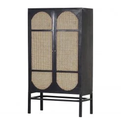 Red Living Schrank Mokena - Wiener Geflecht / Mango massiv - Natur / Mango Schwarz