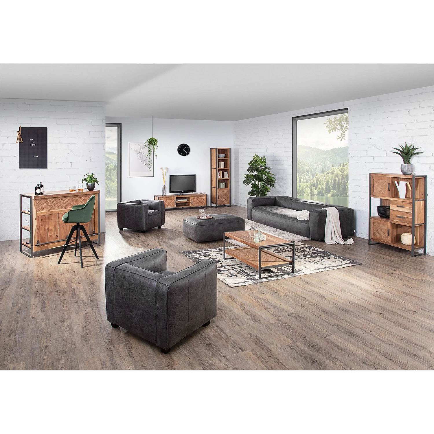 Ars manufacti Highboard Leyma - Rattan / Akazie massiv - Akazie / Anthrazit 2 Ars manufacti Highboard Leyma - Rattan / Akazie massiv - Akazie / Anthrazit – Bild 2