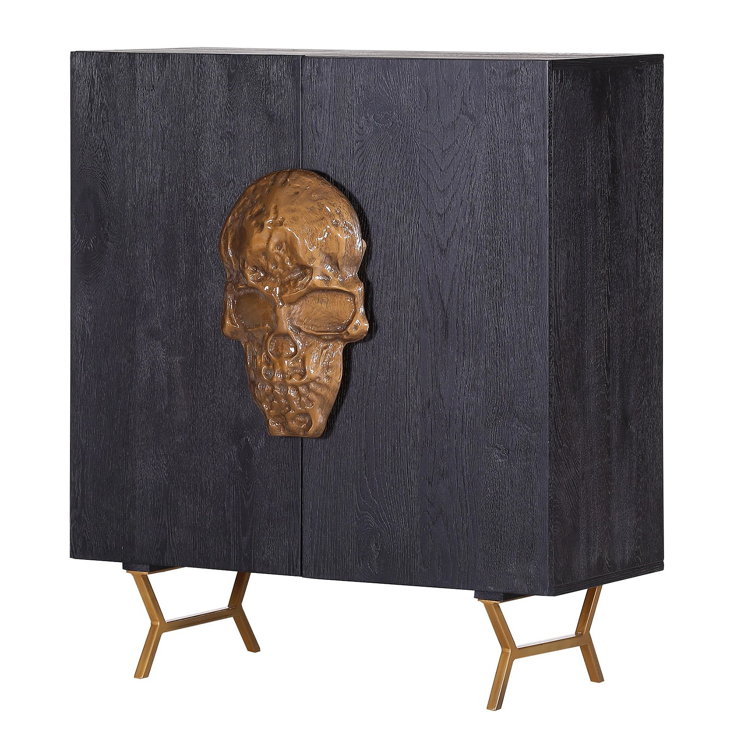 Red Living Kommode Worland I - Echtholzfurnier / Metall - Eiche Schwarz / Gold 1 Red Living Kommode Worland I - Echtholzfurnier / Metall - Eiche Schwarz / Gold