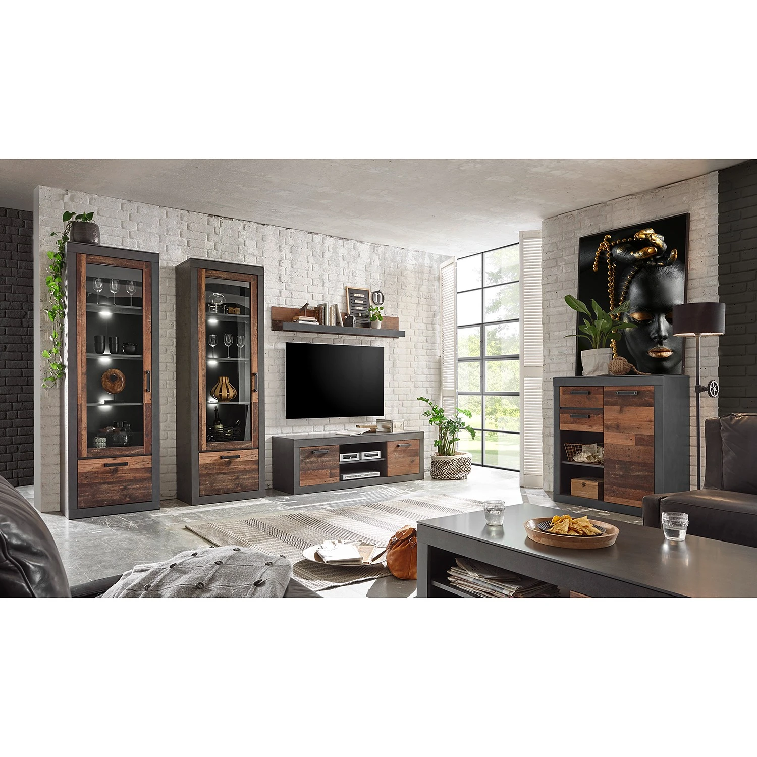 Red Living TV-Lowboard Buzan - Altholz Dekor / Anthrazit 3 Red Living TV-Lowboard Buzan - Altholz Dekor / Anthrazit – Bild 3