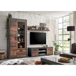 Red Living Wohnwand Buzan III (3-teilig) - Altholz Dekor / Anthrazit -Wohnzimmermöbel boutique en ligne 1000223925 200828 15500000153 MOOD DETAILS P000000001000223925 mood