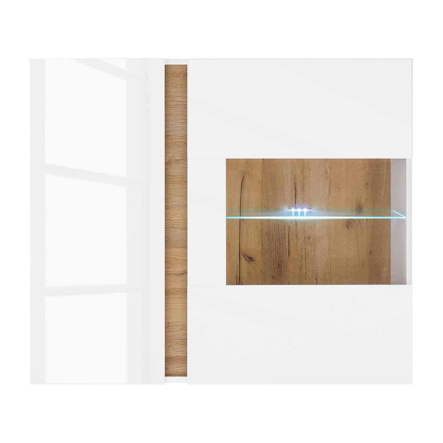 Loftscape Wohnwand Cailla II (4-teilig) - Hochglanz Weiß / Eiche Dekor 8 Loftscape Wohnwand Cailla II (4-teilig) - Hochglanz Weiß / Eiche Dekor – Bild 8