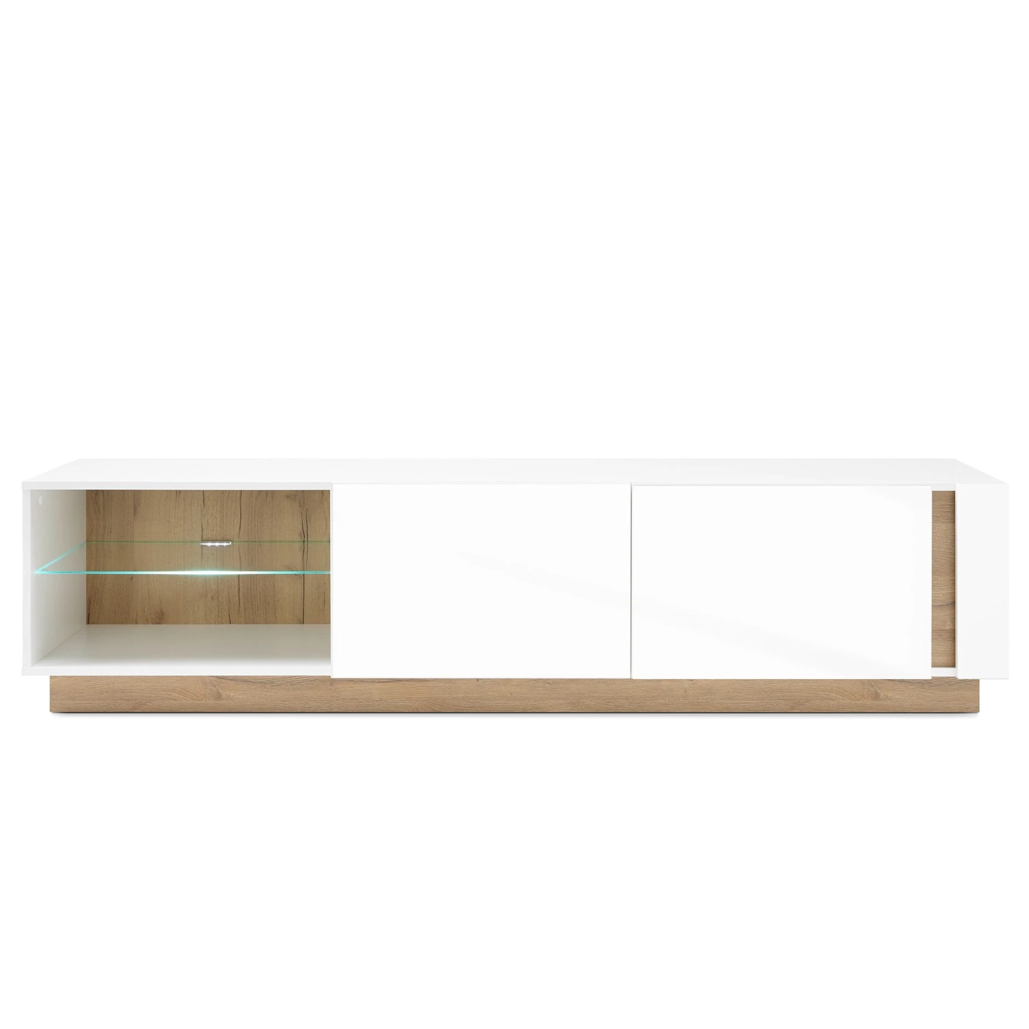 Loftscape Wohnwand Cailla II (4-teilig) - Hochglanz Weiß / Eiche Dekor 11 Loftscape Wohnwand Cailla II (4-teilig) - Hochglanz Weiß / Eiche Dekor – Bild 11