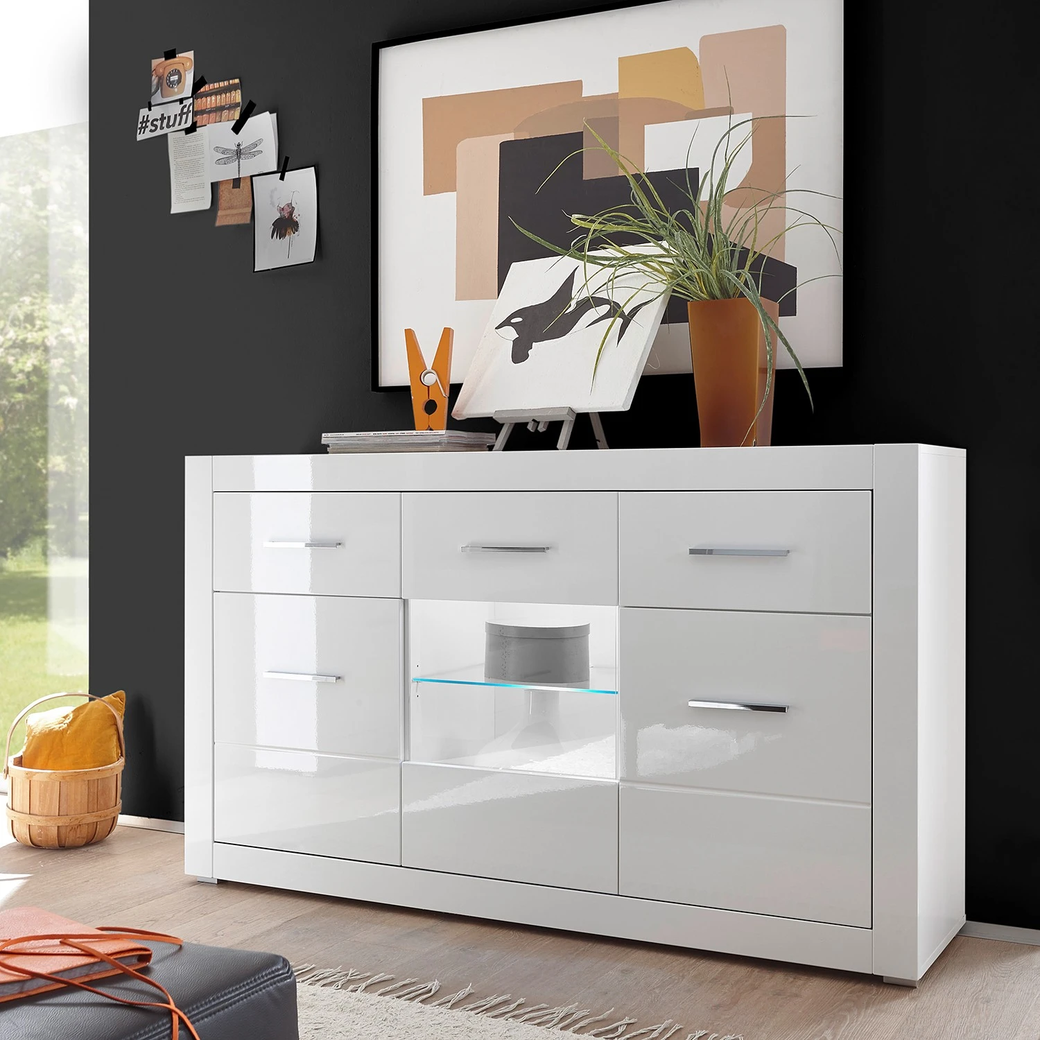 Loftscape Sideboard Bricktown I - Hochglanz Weiß / Matt Weiß 2 Loftscape Sideboard Bricktown I - Hochglanz Weiß / Matt Weiß – Bild 2