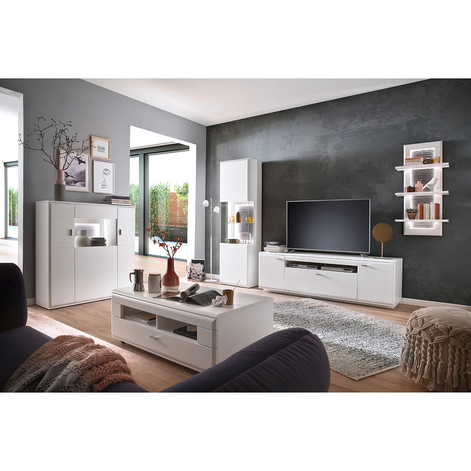 Loftscape Highboard Cassville - Matt Weiß / Anthrazit 2 Loftscape Highboard Cassville - Matt Weiß / Anthrazit – Bild 2