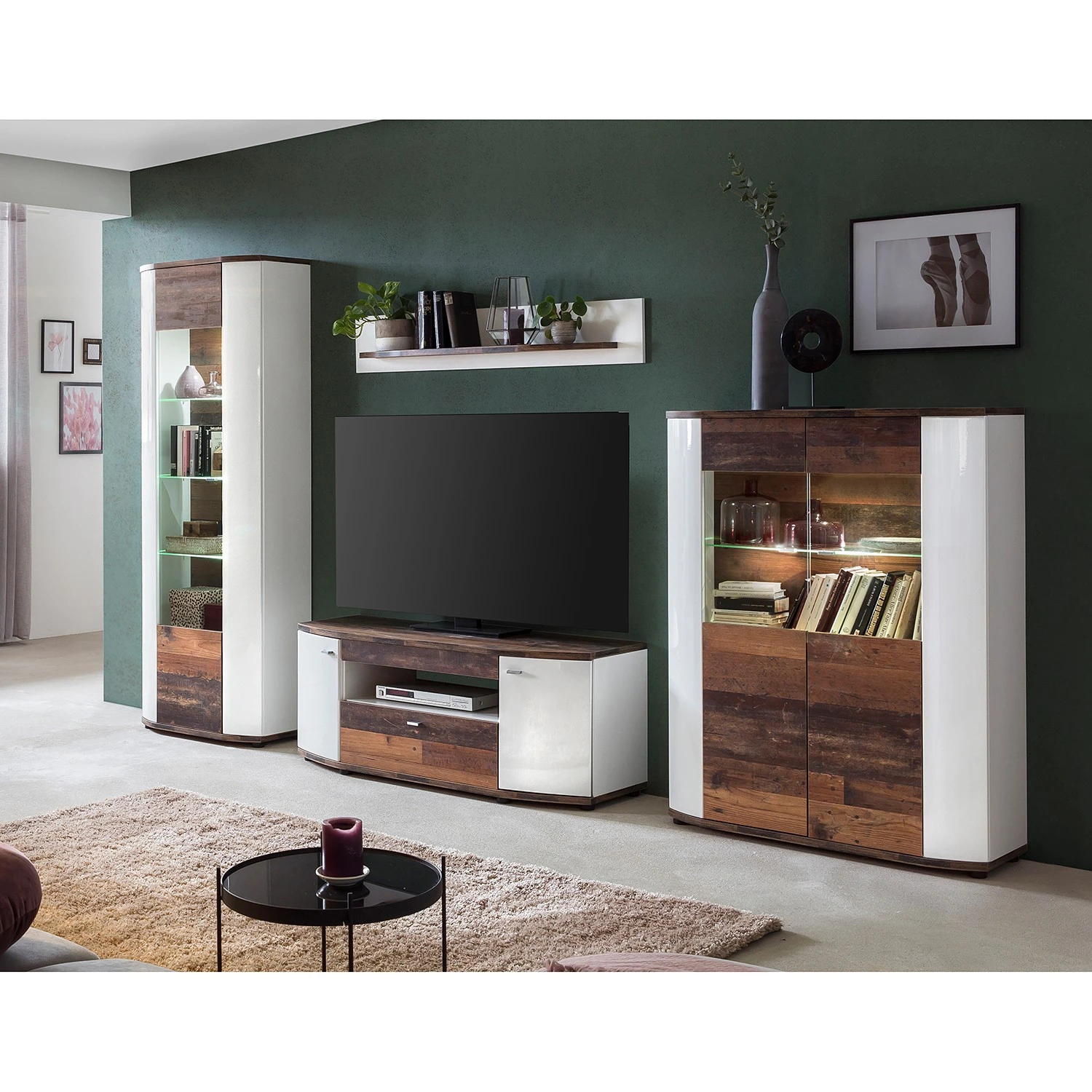 Fredriks Wandboard Karlsburg - Hochglanz Weiß / Altholz Dekor 2 Fredriks Wandboard Karlsburg - Hochglanz Weiß / Altholz Dekor – Bild 2