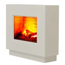 Loftscape Elektrokamin Borkum - Weiß - Einsatz Stein Dekor