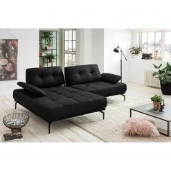 Fredriks Ecksofa Linville - Echtleder Poas: Schwarz - Breite: 258 cm - Longchair davorstehend links - Mit Kopfstütze -Wohnzimmermöbel boutique en ligne 1000225254 210505 11394400084 MOOD DETAILS P000000001000225254 mood