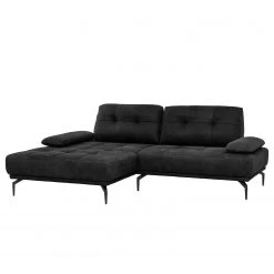 Fredriks Ecksofa Linville - Echtleder Poas: Schwarz - Breite: 258 cm - Longchair davorstehend links - Mit Kopfstütze -Wohnzimmermöbel boutique en ligne 1000225254 210505 11394400085 DETAILS P000000001000225254