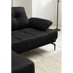 Fredriks Ecksofa Linville - Echtleder Poas: Schwarz - Breite: 258 cm - Longchair davorstehend links - Mit Kopfstütze -Wohnzimmermöbel boutique en ligne 1000225254 210505 11394500087 DETAILS P000000001000225254
