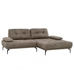 Fredriks Ecksofa Linville - Microfaser Torne: Havanna - Breite: 258 cm - Longchair davorstehend rechts - Ohne Kopfstütze