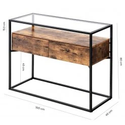 Red Living Konsolentisch Cottage Hill - Glas / Metall - Braun / Schwarz -Wohnzimmermöbel boutique en ligne 1000225819 200914 06124600086 SKETCH DETAILS P000000001000225819 sketch