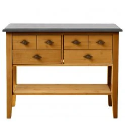 Maison Belfort Konsolentisch Bergen I - Kiefer massiv - Kiefer Laugenfarbig / Kiefer Grau - Breite: 102 cm