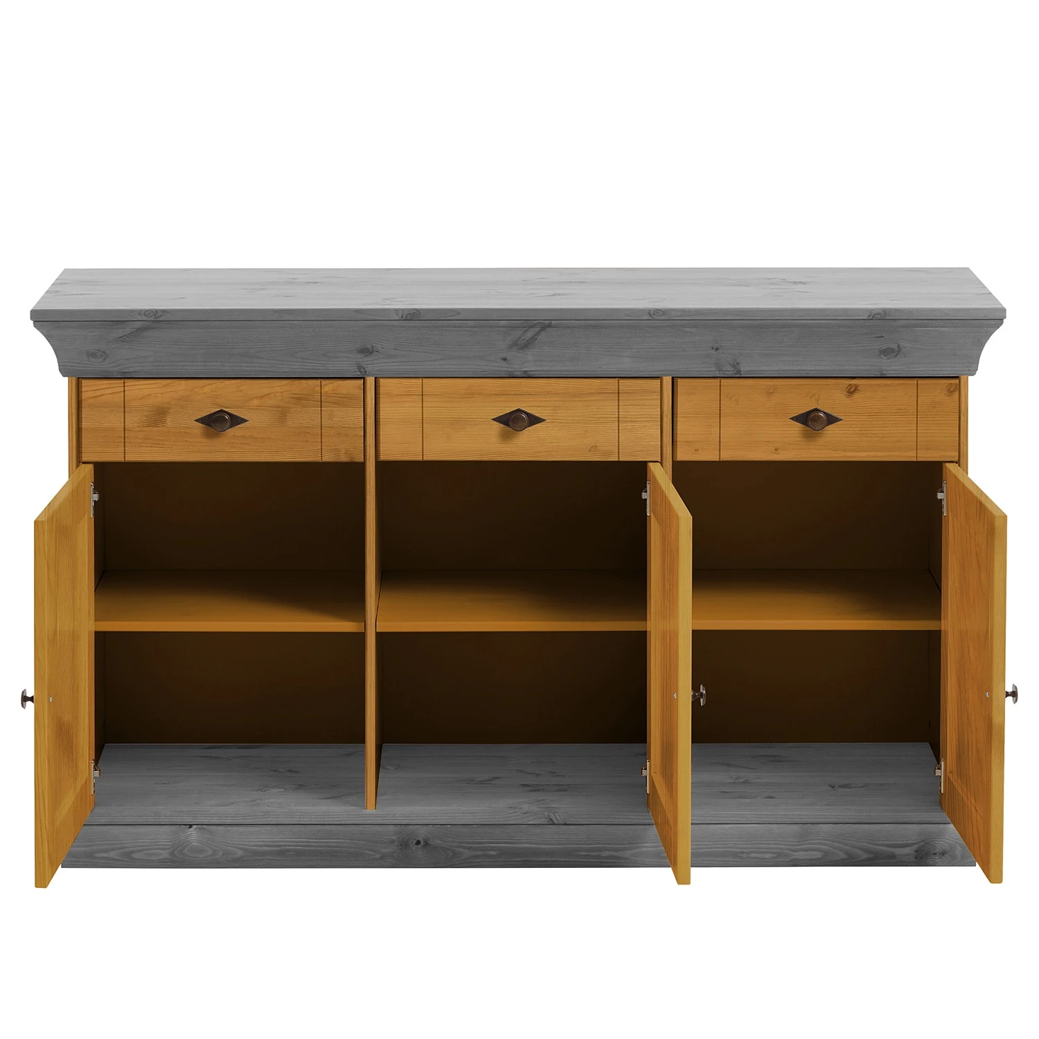 Maison Belfort Buffet Bergen I - Kiefer massiv - Kiefer Laugenfarbig / Kiefer Grau 9 Maison Belfort Buffet Bergen I - Kiefer massiv - Kiefer Laugenfarbig / Kiefer Grau – Bild 9